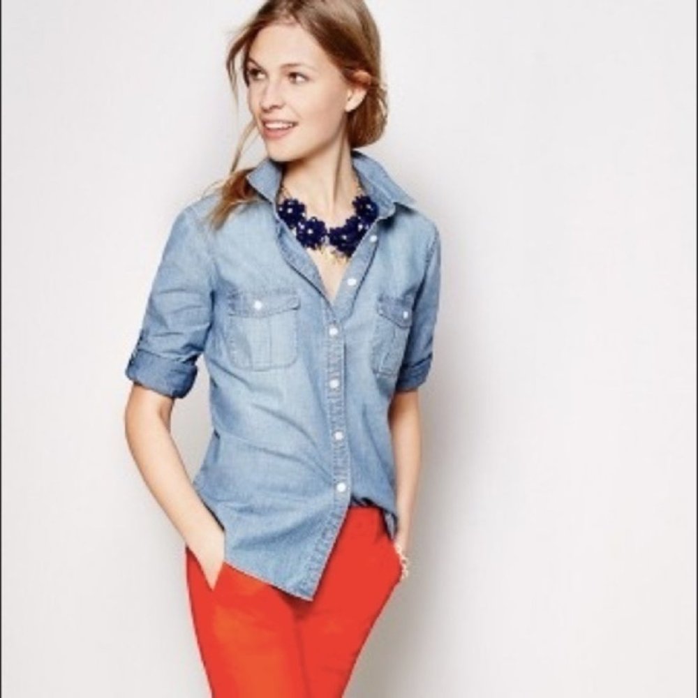 {J. Crew} The Perfect Shirt Light Denim Wash